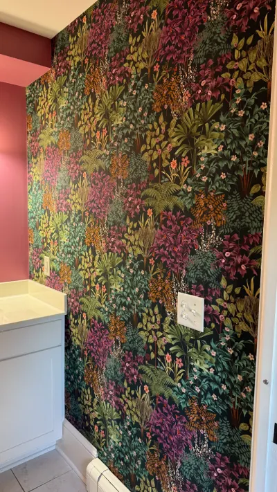 Wallpaper installation in a finished interior room