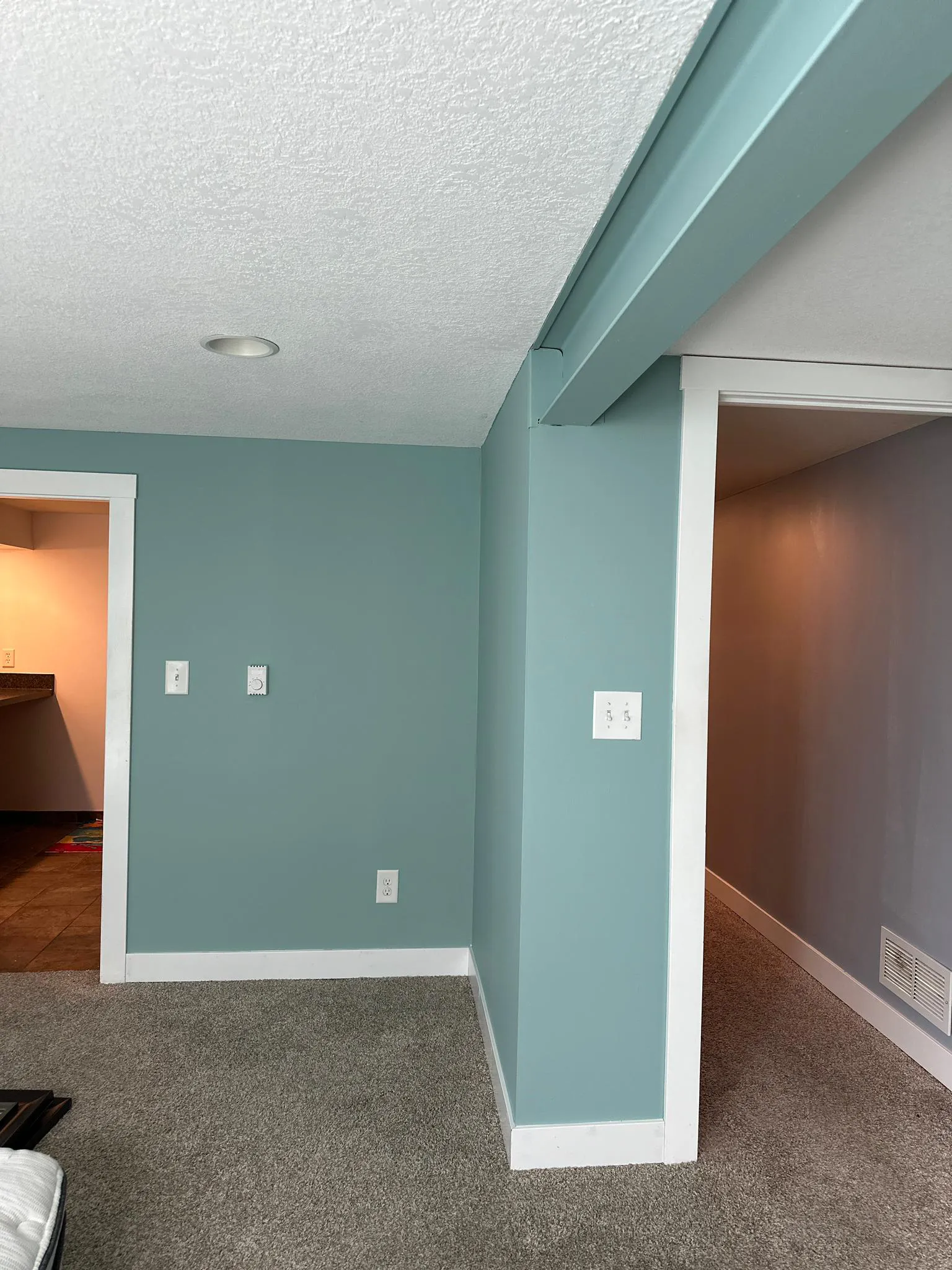 Freshly painted interior room with clean walls and white trim